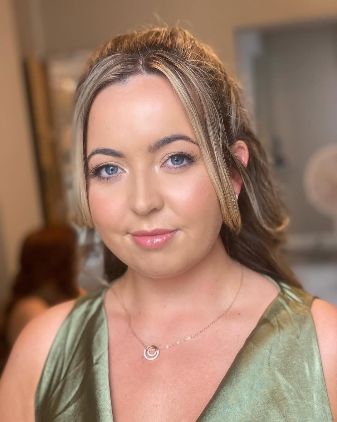 Sage green bridal party, makeup by Tallulah
